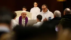 Pope Francis presides over a penitential service at St. Pius V Parish in Rome on March 8, 2024. | Credit: Daniel Ibañez/CNA