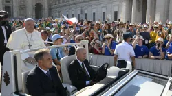 Pope Francis greets tens of thousands of altar servers packed in St. Peter’s Square for a special audience on July 30, 2024. / Credit: Vatican Media