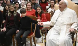 Pope Francis meets with members of the Italian Union of Blind and Partially Sighted People on Jan. 3, 2025, in Clementine Hall at the Vatican. / Credit: Vatican Media