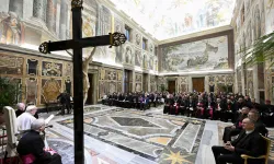 Pope Francis meets with Church communications officials at the Vatican on Jan. 27, 2025. / Credit: Vatican Media