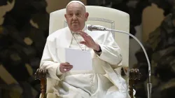 Pope Francis addresses pilgrims gathered for his Wednesday general audience on Feb. 5, 2025, in the Paul VI Audience Hall at the Vatican. / Credit: Vatican Media