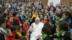 Pope Francis greets pilgrims gathered for his Wednesday general audience on Feb. 5, 2025, in the Paul VI Audience Hall at the Vatican. / Credit: Vatican Media