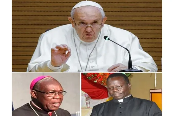 Pope Francis (above) who on December 12, 2019 appointed Bishop Stephen Ameyu (right) as the new Archbishop of Juba in South Sudan and accepted the resignation of Archbishop Paolino Lukudu Loro (left)