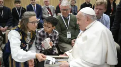 Pope Francis meets with members of a pilgrimage sponsored by the Scandinavian Bishops’ Conference on Feb. 3, 2025, in the Paul VI Audience Hall at the Vatican. / Credit: Vatican Media