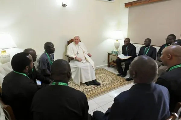 Pope Francis meets with Jesuits in South Sudan on 4 February 2023. Credit: Vatican Media