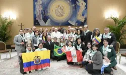 Pope Francis with members of “Project Hope,” a program of accompaniment for the spiritual and emotional healing of women and men who suffer the consequences of having chosen abortion, on Oct. 30, 2024. / Credit: Vatican Media