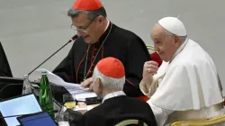 Pope Francis and delegates at the Synod on Synodality at the conclusion of the assembly on Oct. 28, 2023. | Credit: Vatican Media