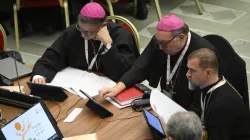 Delegates vote to approve a synthesis report at the conclusion of the Synod on Synodality on Oct. 28, 2023. | Credit: Vatican Media