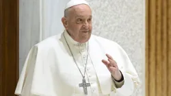 Pope Francis greets pilgrims at his general audience on Wednesday, Jan. 24, 2024, at the Paul VI Audience Hall at the Vatican. | Credit: Vatican Media