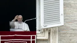 Pope Francis greets the crowd at his Angelus address on Feb. 19, 2023. | Vatican Media