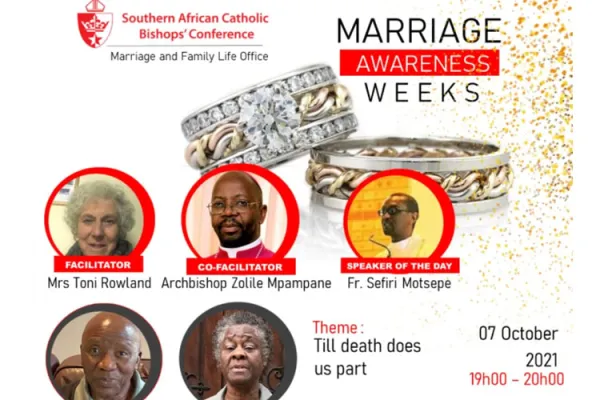 A banner for the last session of marriage awareness week. Credit: SACBC