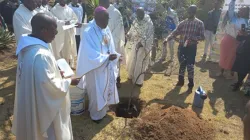 Archbishop Buti Tlhagale planting a tree at the opening of the season of creation. Credit: SACBC