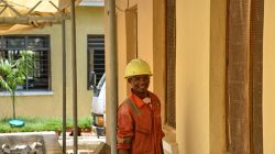 A worker at the multipurpose hall under construction at the Don Bosco Vocational Training Center located in Tanzania’s Archdiocese of Dodoma. / Salesians of Don Bosco (SDB)