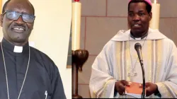 Left, New President of the Sudan Catholic Bishops' Conference (SCBC), Bishop Yunan Tombe Trille Kuku of El Obeid diocese, Sudan; right, outgoing SCBC President, Bishop Barani Eduardo Hiiboro Kussala of Tombura-Yambio diocese, South Sudan