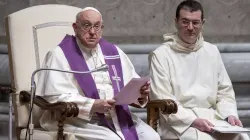 Pope Francis presides at the penitential celebration ahead of the 16th Ordinary General Assembly of the Synod of Bishops at St. Peter’s Basilica, Tuesday, Oct. 1, 2024. / Credit: Daniel Ibáñez/CNA