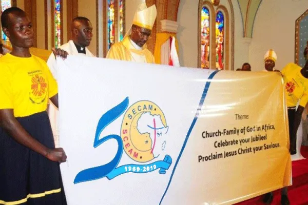 Members of the Symposium of Episcopal Conferences of Africa and Madagascar (SECAM) at SECAM's Golden Jubilee in Uganda in 2019.