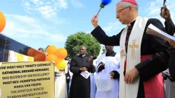 Archbishop Hubertus van Megen blesses the Holy Trinity Catholic Cathedral ground in Kenya's Homa Bay Diocese. Credit: Fr. Joshua Mege/Arise Communications Network