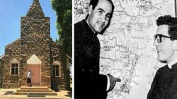 (Left) The original church of the Most Holy Redeemer, built in 1921. (Right) Stigmatine Fathers Michael D’Annucci (left) and Charles Mittempergher, who served the mission in Mmakau for many years after their ordinations. Fr D’Annucci was murdered in a hijacking in Pretoria in December 2001 (he was declared a martyr in 2002); Fr Mittempergher died in Italy in December 2017. / The Southern Cross.