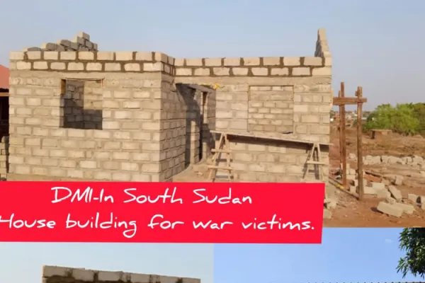 A house under construction for war victims in South Sudan / Courtesy Photo