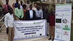 Bishop Edward Eduardo Hiiboro with members of the Catholic Radio Network (CRN) in South Sudan/ Credit: ACI Africa