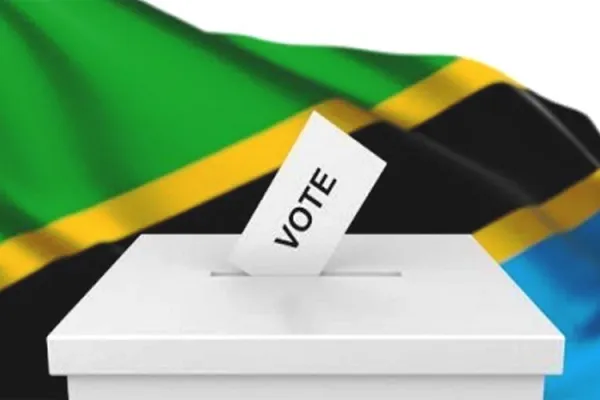 Image of a voting box and flag of Tanzania in the background, images symbolizing the Local Government elections held November 24, 2019