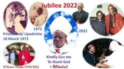 Poster on the Golden Jubilee of Priesthood of Bishop Method Kilaini, marked on 19 March 2022. Credit: Courtesy Photo