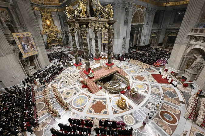 Catholics filled a festively-decorated St. Peter's Basilica for Christmas Mass with Pope Francis on Dec. 24, 2024.