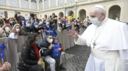 Pope Francis’ general audience in the San Damaso Courtyard of the Apostolic Palace, May 19, 2021./ Vatican Media.