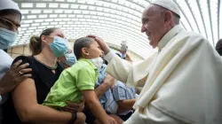 Pope Francis greets Catholics from Rome diocese in the Vatican’s Paul VI Hall, Sept. 18, 2021. Vatican Media.