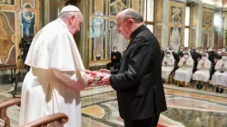 Pope Francis meets members of Rome’s Pontifical Lombard Seminary at the Vatican’s Clementine Hall on Feb. 7, 2022. Vatican Media.