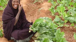 arhiya Ali Mohamed (43) with her produce at the IDP camp in Gedo, Somalia. Credit: Somali Humanitarian Relief Action/Trócaire