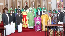 Bishop Paul Ssemogere of the Catholic Diocese of Kasana-Luweero with some elders and grandparents. Credit: