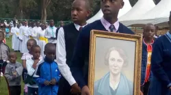 Students in process with the photo of Venerable Edel Quinn during the May 13 event at St. Mary’s Msongari School grounds in Nairobi, Kenya. Credit: ACI Africa