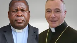 =Mons. Gian Luca Perici (right), appointed Apostolic Nuncio for the Southern African countries of Zambia and Malawi and Mons. Alfred Chaima (left), appointed as Local Ordinary of Zomba Diocese in Malawi. Credit: Courtesy Photo