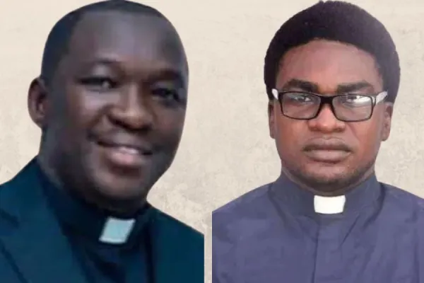 Fr. Chochos Kunav (right) and Fr. Raphael Ogigba (left), freed by abductors after five days of captivity from the Catholic Diocese of Warri in Nigeria. Credit: Courtesy Photo.