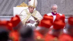 Pope Francis at vespers following the proclamation of the papal bull “Spes Non Confudit,” meaning “Hope does not disappoint,” at the Vatican, Thursday, May 9, 2024. / Credit: Daniel Ibanez/CNA