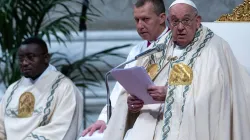 Pope Francis delivers the homily during Mass on the solemnity of the Immaculate Conception in St. Peter's Basilica, Dec. 8, 2024. / Credit: Daniel Ibáñez/CNA