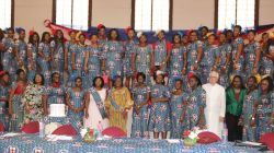 Women of the Young Christian Workers Movement at the 2020 International Women’s Day Celebration at the Christ the King Parish on Sunday March 8, 2020. 3rd right is Nana Oye Lithur, Gender Activists and Human Rights Lawyer. / Damian Avevor