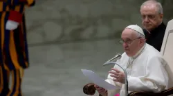 Pope Francis gives his general audience address Dec. 29, 2021. Daniel Ibanez/CNA