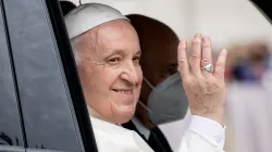 Pope Francis at the general audience in St. Peter's Square on April 20, 2022. Daniel Ibanez/CNA