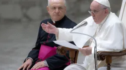 Pope Francis speaks at his general audience in Paul VI Hall on Aug. 10, 2022. Daniel Ibanez/CNA