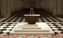 The altar placed at the center of the Cathedral of Notre Dame (photo: Guillaume Bardet, Ionna Vautrin and Sylvain Dubuisson / Archdiocese of Paris)