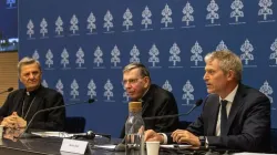 Cardinal Mario Grech, Cardinal Kurt Koch, and Holy See Press secretary Matteo Bruni during the presentation on the new document June 13, 2024. (photo: Daniel Ibanez/CNA / EWTN)