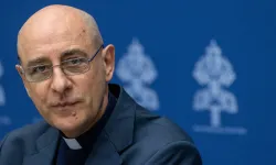 Cardinal Victor Manuel Fernández, prefect of the Dicastery for the Doctrine of the Faith, speaks during a press conference about a new Vatican document on human dignity on April 8, 2024. / Credit: Daniel Ibañez/CNA