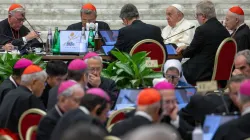 Pope Francis addresses participants of the first meeting of the full assembly of the Synod on Synodality on Oct. 2, 2024. / Credit: Daniel Ibañez/CNA