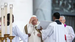 Pope Francis makes the sign of the cross as he opens the second assembly of the Synod on Synodality with a Mass on Oct. 2, 2024, in St. Peter’s Square. / Credit: Daniel Ibañez/CNA