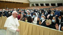 Pope Francis meets teachers and students from Rome’s Pontifical Theological Faculty "Marianum" at the Paul VI Audience Hall Oct. 24. Credit: Vatican Media.