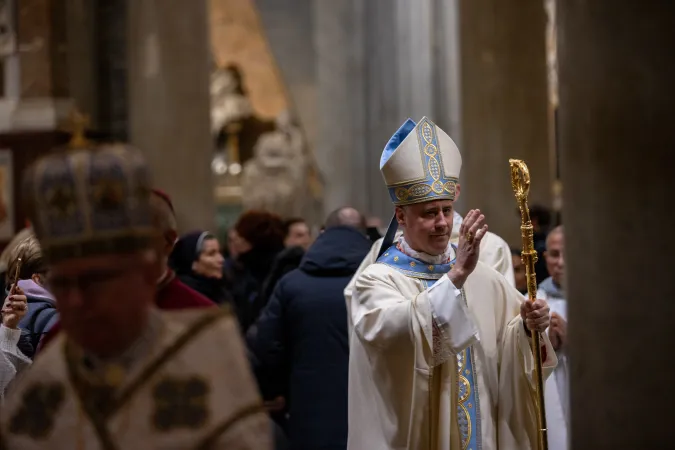 Cardinal Rolandas Makrickas blesses the congregation during the opening ceremony of the Holy Door at Rome's Basilica of St. Mary Major on Jan. 1, 2025.