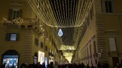 Christmas lights line a street in Rome, Italy, Dec. 17, 2024. / Credit: Courtney Mares/CNA