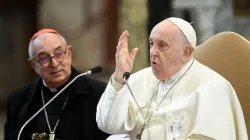 Pope Francis speaks at a meeting with priests from the Diocese of Rome in the Archbasilica of St. John Lateran on Jan. 13, 2024. | Credit: Vatican Media